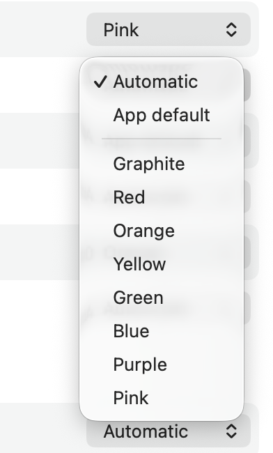 The same menu as above, except there are no color circles at all.